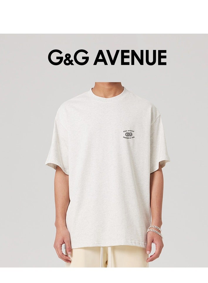 G&G AVENUE Summer pure cotton casual short sleeved T-shirt for men and women, round neck couple, simple printed bottom shirt Oversized Heavy cotton fabric Men's  - Image 4