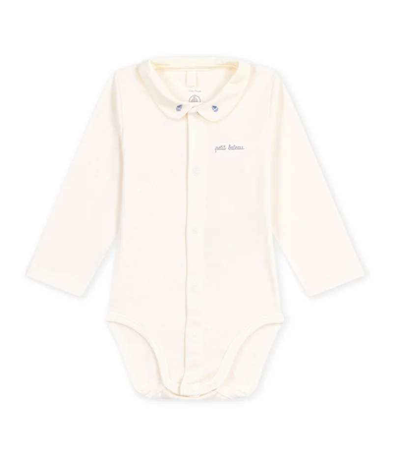 بيتي باتو Babies' Long-Sleeved Plain Cotton Body With An Embroidered Collar