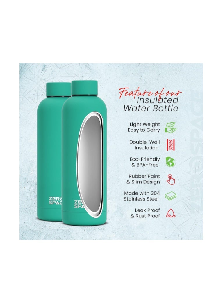 ZeroSpace Stainless Steel Water Bottle, 750ml Insulated Water Bottle for Kids School, Double Wall Water Thermos Flask for Hot & Cold Drinks, Sports Hot Water Bottle (Green) - Image 4