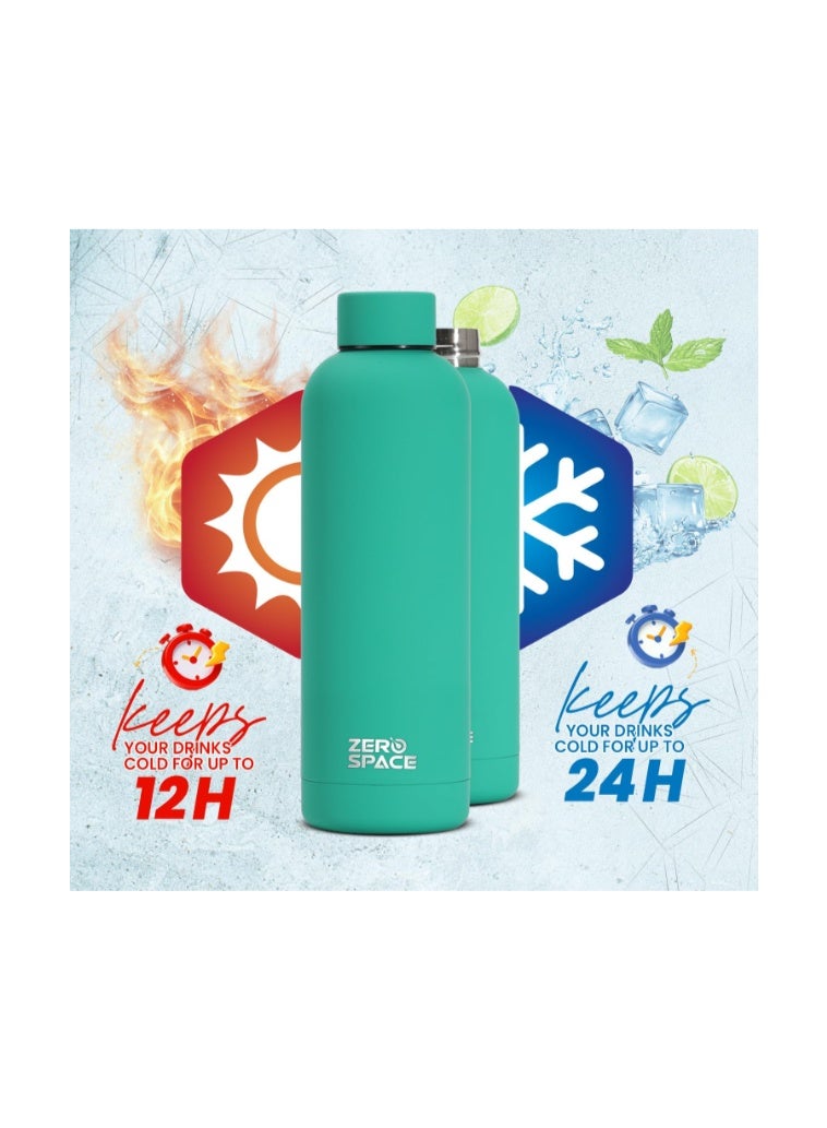 ZeroSpace Stainless Steel Water Bottle, 750ml Insulated Water Bottle for Kids School, Double Wall Water Thermos Flask for Hot & Cold Drinks, Sports Hot Water Bottle (Green) - Image 5