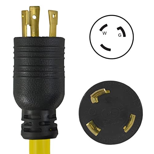 Conntek 1.5-Foot 30-Amp 125-Volt Fan-Style Generator Extension Cord (L5-30P to Three 5-15R) with Power Indicator Light - Image 2