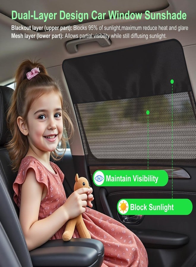 Jeyoon Rear Window Sun Shade, 2 PCS Magnetic Double Layer Car Side Window Sun Shades for Baby, Half Blackout & Half See-Through Back Window Covers for Sun & Privacy Protection,Car Window Accessories - Image 5