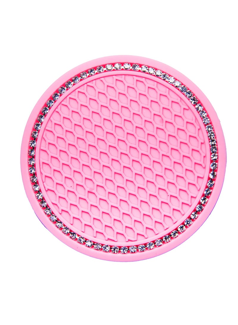 Universal Bling Car Cup Coaster,7cm/2.76inch Anti-Slip Crystal Rhinestone Drink Car Cup Mat for Women Girls, Set of 4（Pink-A）  - Image 5