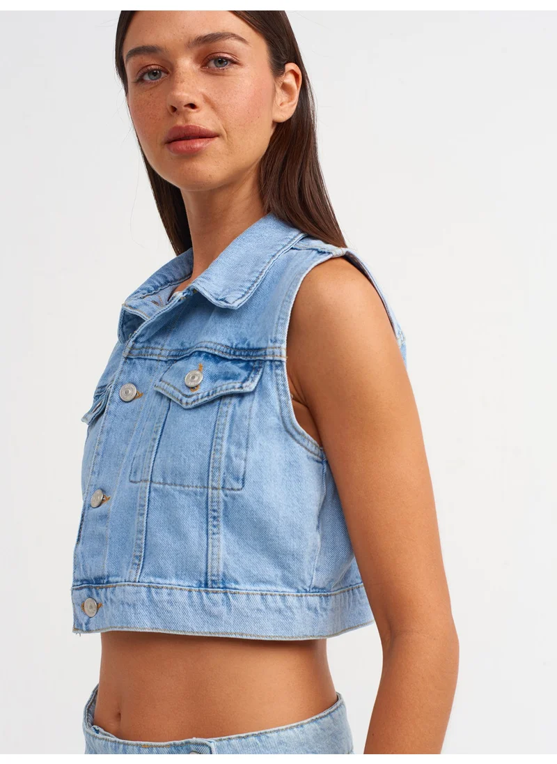 Dilvin 50727 Snow Washing Short Vest-Blue