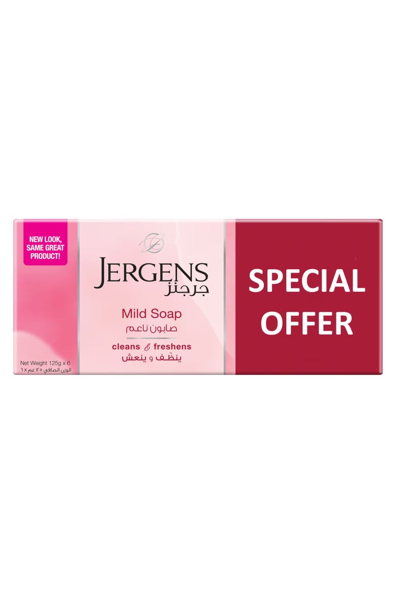 Jergens صابون لطيف، عبوة من 6، 6X125غ