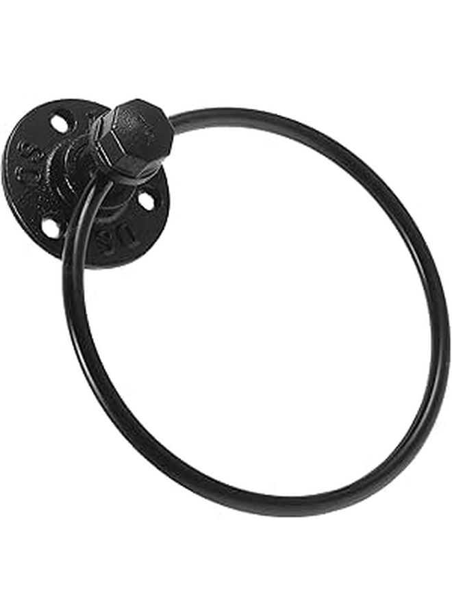 Vintage Industrial Black Iron Towel Ring Wall Mounted Hand Towel Holder - Image 1