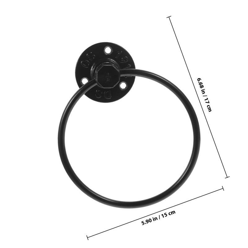 Vintage Industrial Black Iron Towel Ring Wall Mounted Hand Towel Holder - Image 3