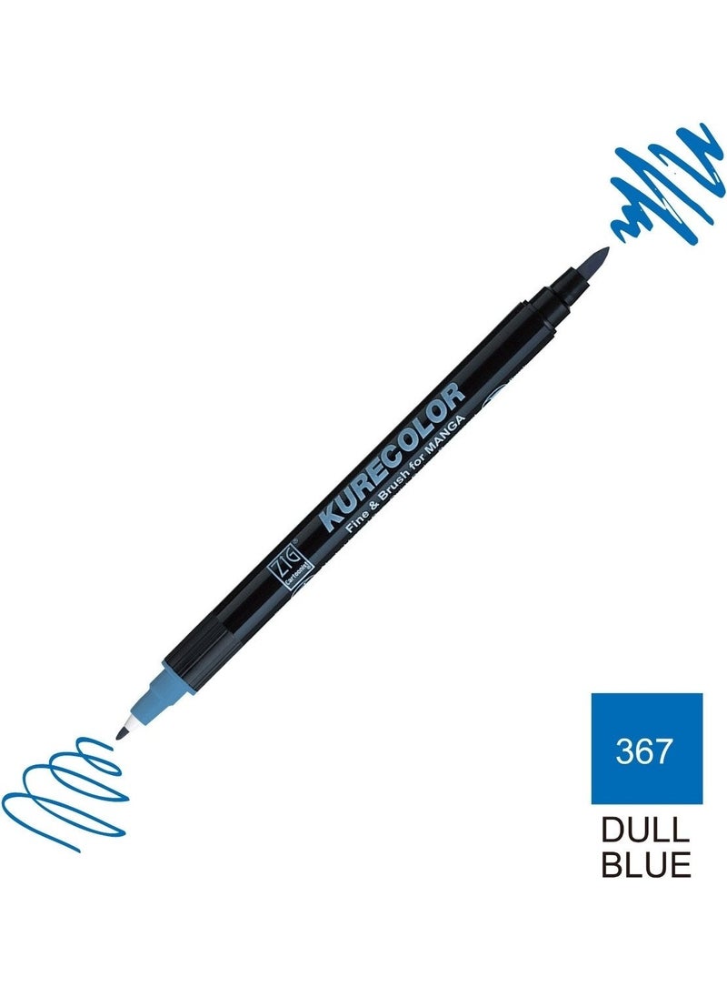 Zig Kurecolor Mangaka Fine&brush Double-Sided Pen CNKC-2200 No 367 Dull Blue  - Image 5