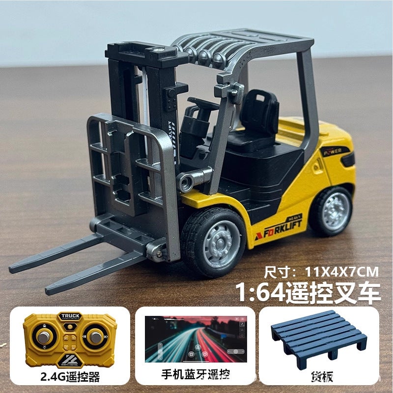 1:64 Scale Mini Remote Control Forklift Toy Vehicle With LED Lights & Sound Effects
