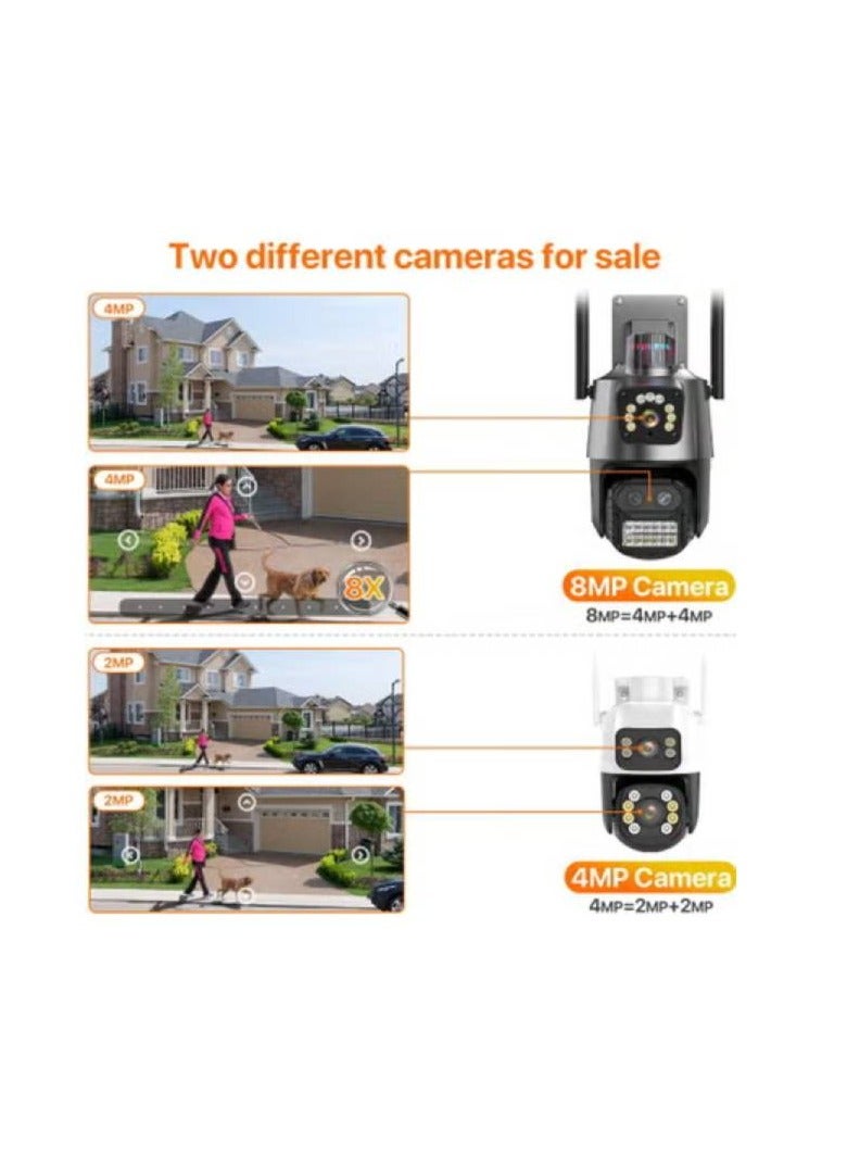 AROAQ 8MP Three Lens WIFI IP Camera 4K HD Dual Screen PTZ Camera Auto Tracking Security CCTV Camera 4MP P2P Video Surveillance iCSee  - Image 3
