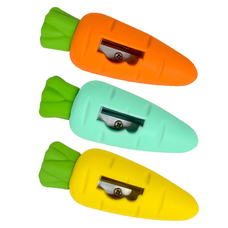 3pcs Mini Carrot Erasers Miniature Vegetables Pencil Erasers Manual Pencil Sharpeners For Kids Children Party Favors School Classroom Rewards Supplies - Image 1