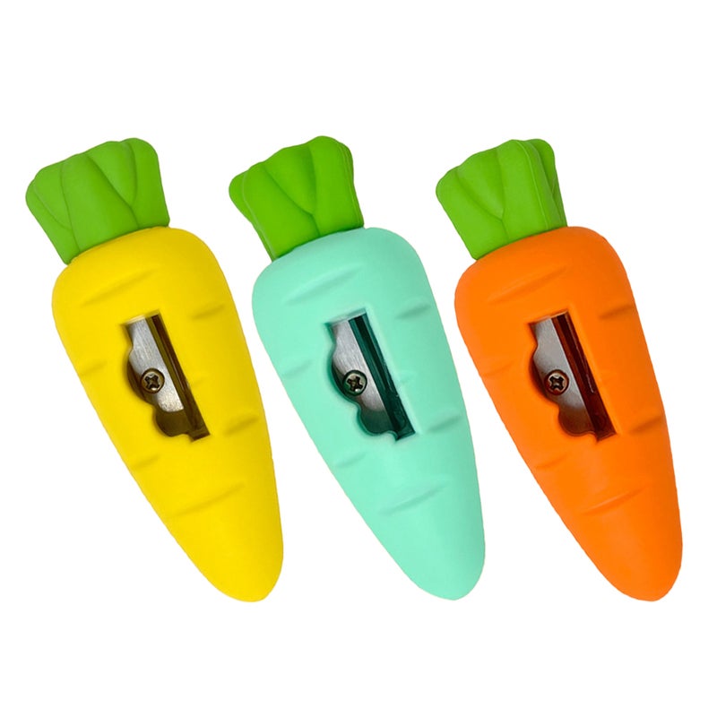 3pcs Mini Carrot Erasers Miniature Vegetables Pencil Erasers Manual Pencil Sharpeners For Kids Children Party Favors School Classroom Rewards Supplies - Image 4