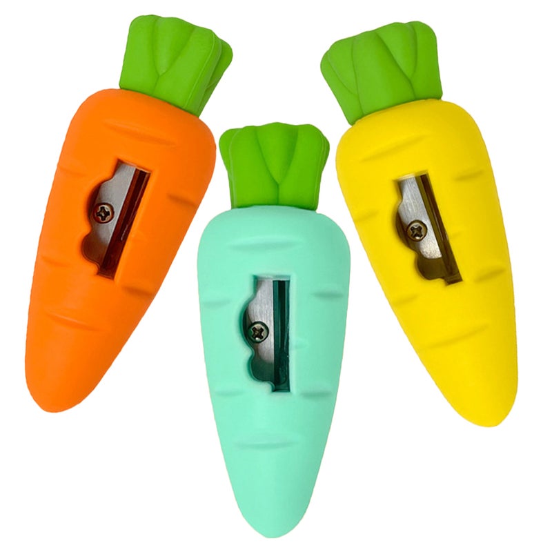 3pcs Mini Carrot Erasers Miniature Vegetables Pencil Erasers Manual Pencil Sharpeners For Kids Children Party Favors School Classroom Rewards Supplies - Image 5