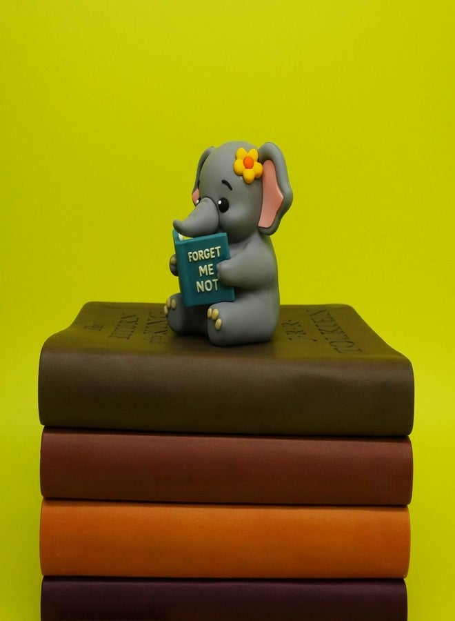 GOOFBALLS Little Readers - Cute Figurines for Bookshelves, Desks, Terrariums & Home Decor - Book-Loving Animal Statues - Elephant - Image 4