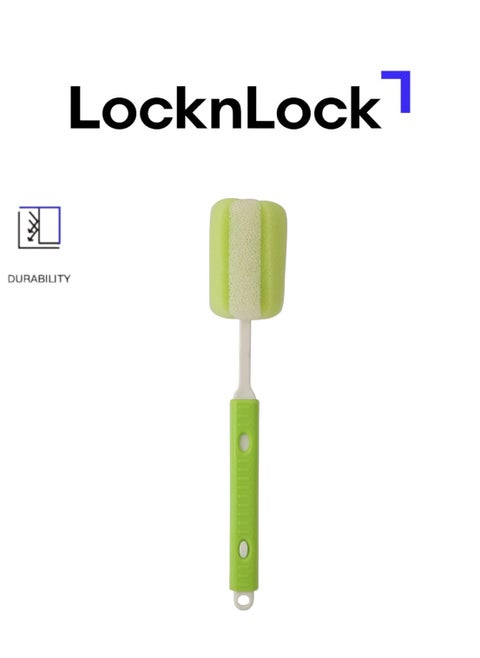 LocknLock Water Bottle Cleaning Brush with Soft Foam Sponge and Non-Slip Handle (5x28cm, Green)
