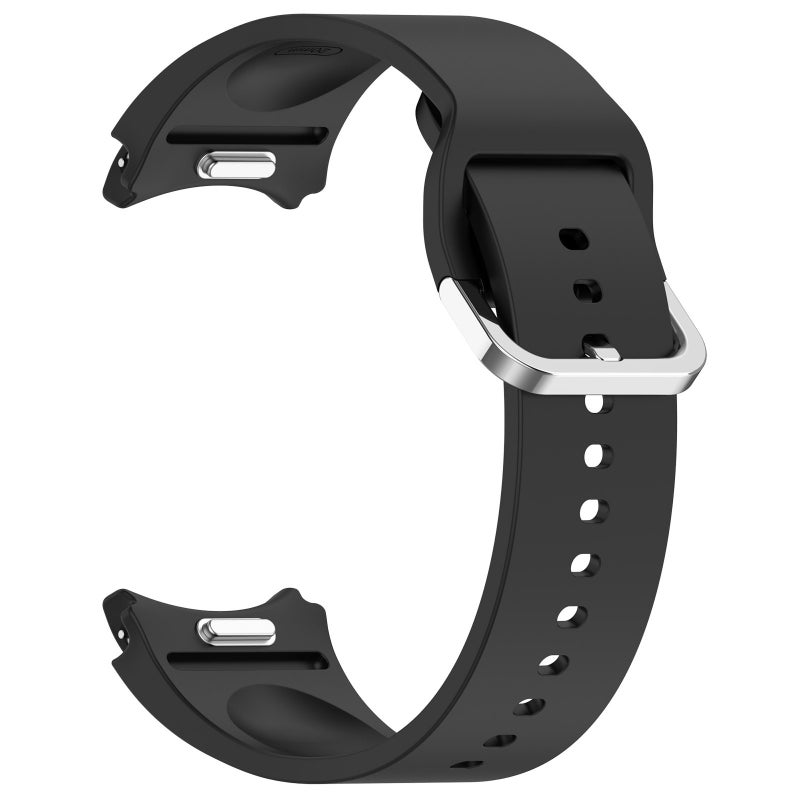 erorex For Samsung Galaxy Watch Fe 40Mm Solid Color Silver Buckle Quick Release Silicone Watch Band(Black) - Image 3