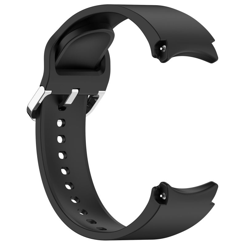 erorex For Samsung Galaxy Watch Fe 40Mm Solid Color Silver Buckle Quick Release Silicone Watch Band(Black) - Image 4
