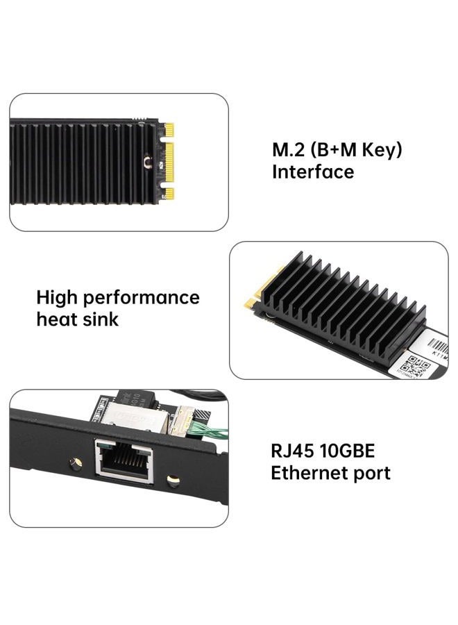 F FENVI 10G Ethernet Card - AQC113 M.2 B+M NIC with RJ45 Port, Backwards Compatible 5G/2.5G/1G/100M for Windows 10/11, Server & Linux - Image 4