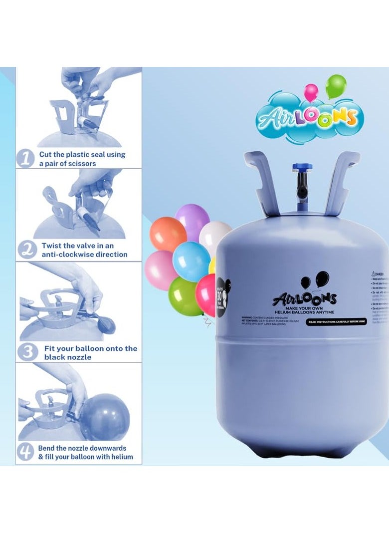 Airloons Airloons Portable Helium Balloon Kit Disposable Tank - Includes 2 Tanks, 60 Latex Balloons (9inch), Ribbon Perfact For Birthday Party, Engagement Decoration, Ramadan iftar decor, Eid celebration  - Image 4