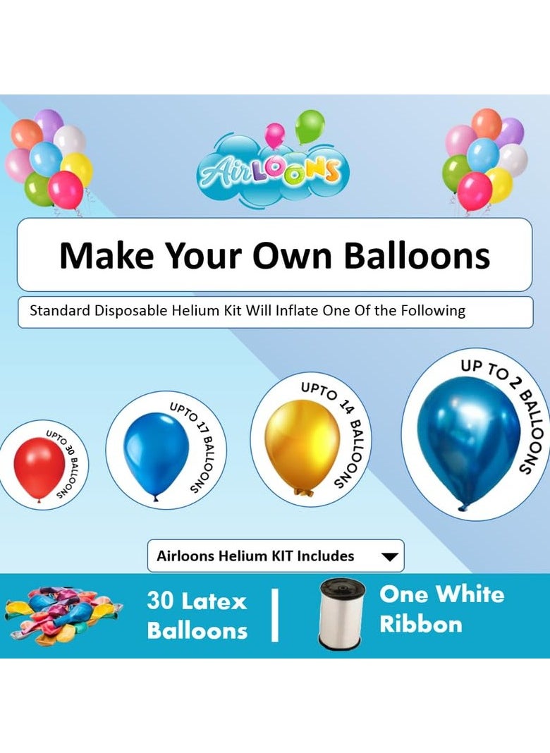 Airloons Airloons Portable Helium Balloon Kit Disposable Tank - Includes 2 Tanks, 60 Latex Balloons (9inch), Ribbon Perfact For Birthday Party, Engagement Decoration, Ramadan iftar decor, Eid celebration  - Image 5
