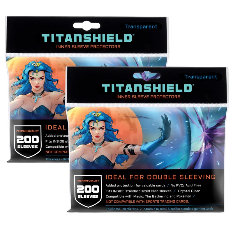 TitanShield Inner Sleeves Perfect Fit Card Sleeves Compatible with Pokmon Cards MTG Magic The Gathering Lorcana for Double Sleeving Daylight Transparent 400 ct - Image 2