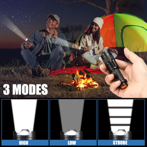 Fumete 20 Pieces LED Flashlight Mini 3 Mode Tactical Torch Small Water Resistant Pocket Flash Light Adjustable Focus Light Pen for Men, Father, Indoor Outdoor Hiking(Black) - Image 4