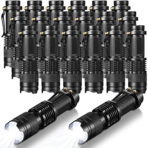 Fumete 20 Pieces LED Flashlight Mini 3 Mode Tactical Torch Small Water Resistant Pocket Flash Light Adjustable Focus Light Pen for Men, Father, Indoor Outdoor Hiking(Black) - Image 1