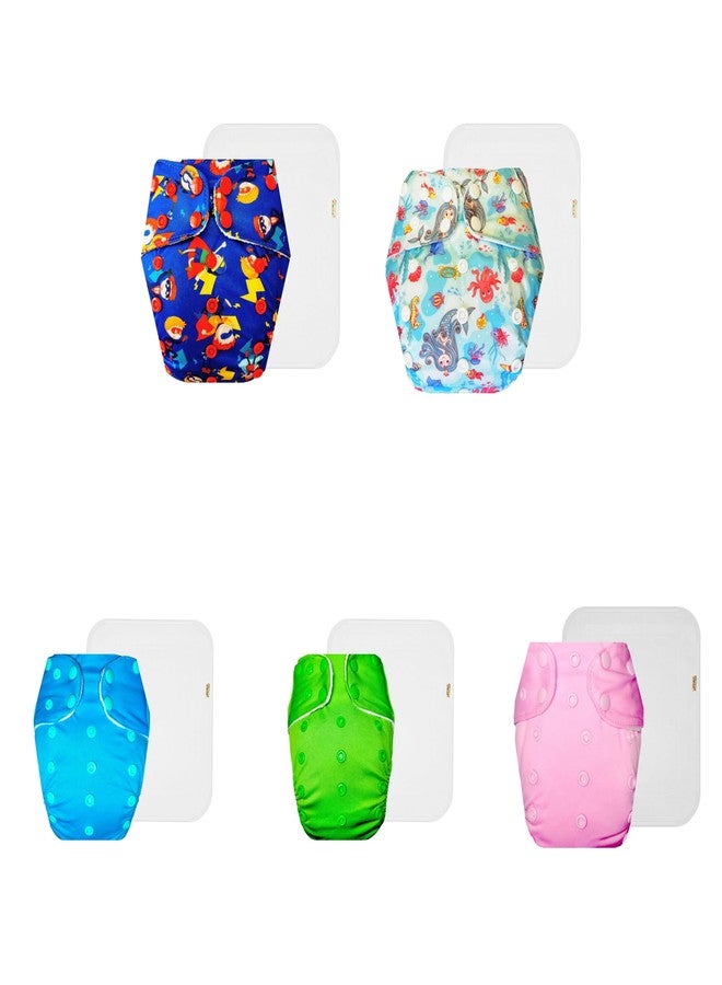 Dumbledo Premium Cloth Diaper with Cotton Insert (Pack of 5) | Snug Fit | Reusable & Washable | Easy to Clean | Perfect for Indian Summers | 3 Months - 3 Years | Unisex Baby - Image 1