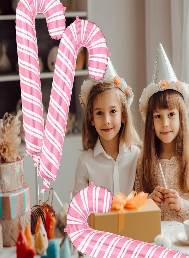 Deermon 12 Sweet Pink Christmas Candy Canes Stick Party Balloon, Christmas Large Santa Canes Walking Stick Candy Balloon For Baby Shower Birthday Xmas Wedding New Year Carnival Festival Decorations - Image 2