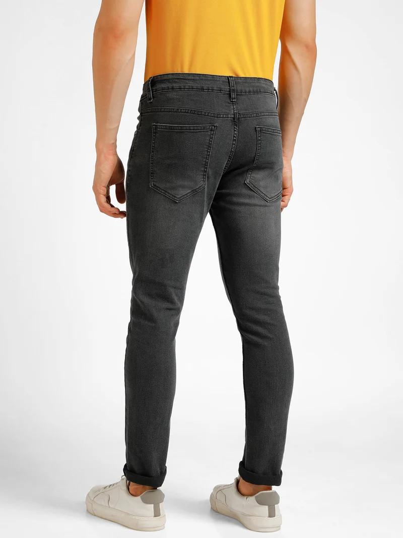 Urbano Fashion  Urbano Fashion Men's Carbon Grey Regular Fit Washed Jeans Stretchable  | Best Price UAE
