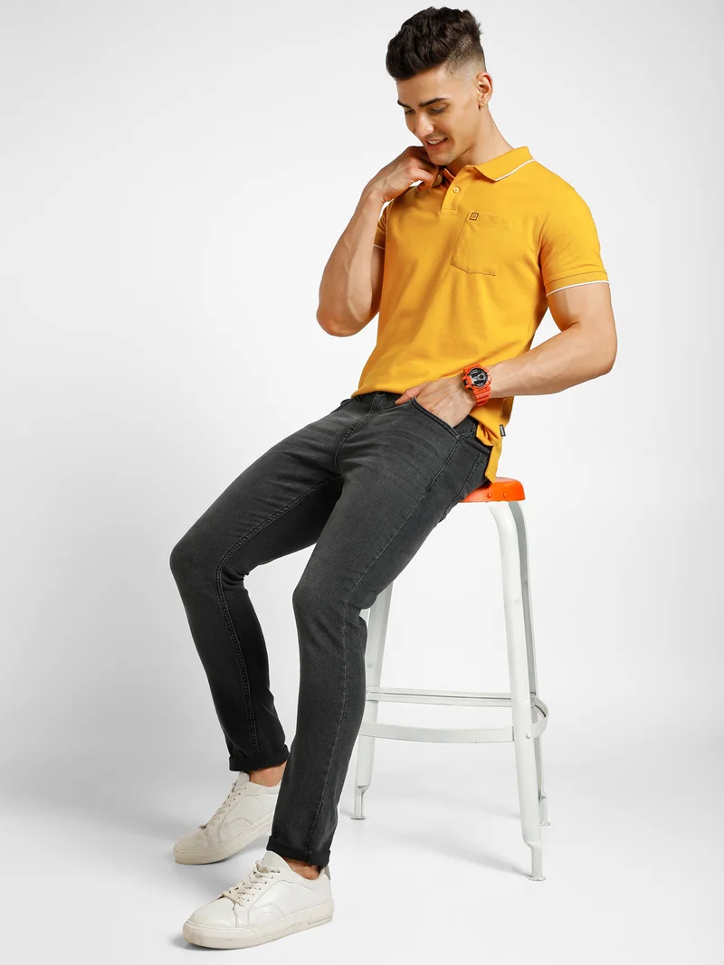 Urbano Fashion  Urbano Fashion Men's Carbon Grey Regular Fit Washed Jeans Stretchable  | Best Price UAE