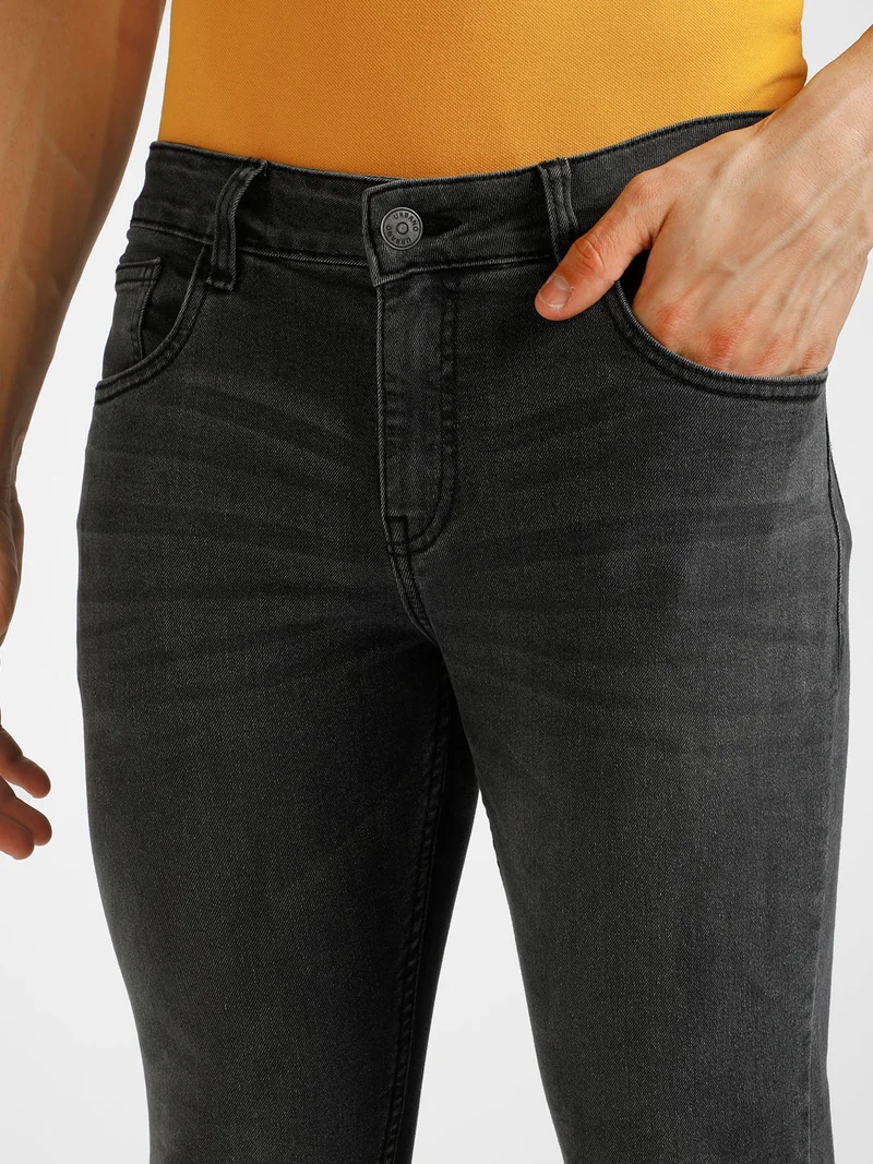 Urbano Fashion  Urbano Fashion Men's Carbon Grey Regular Fit Washed Jeans Stretchable  | Best Price UAE