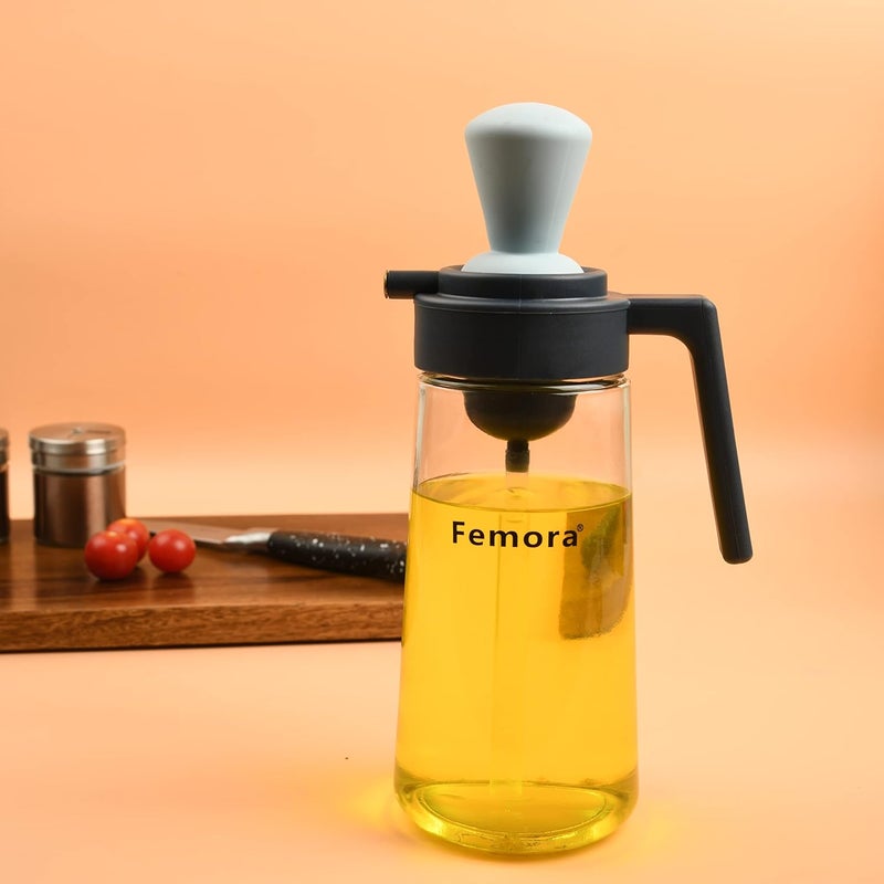 Femora Oil Dispenser | Glass Oil Bottle | 1 Year Warranty | Cooking Oil Dispenser 550ml Pack of 1 Oil Bottle - Image 1