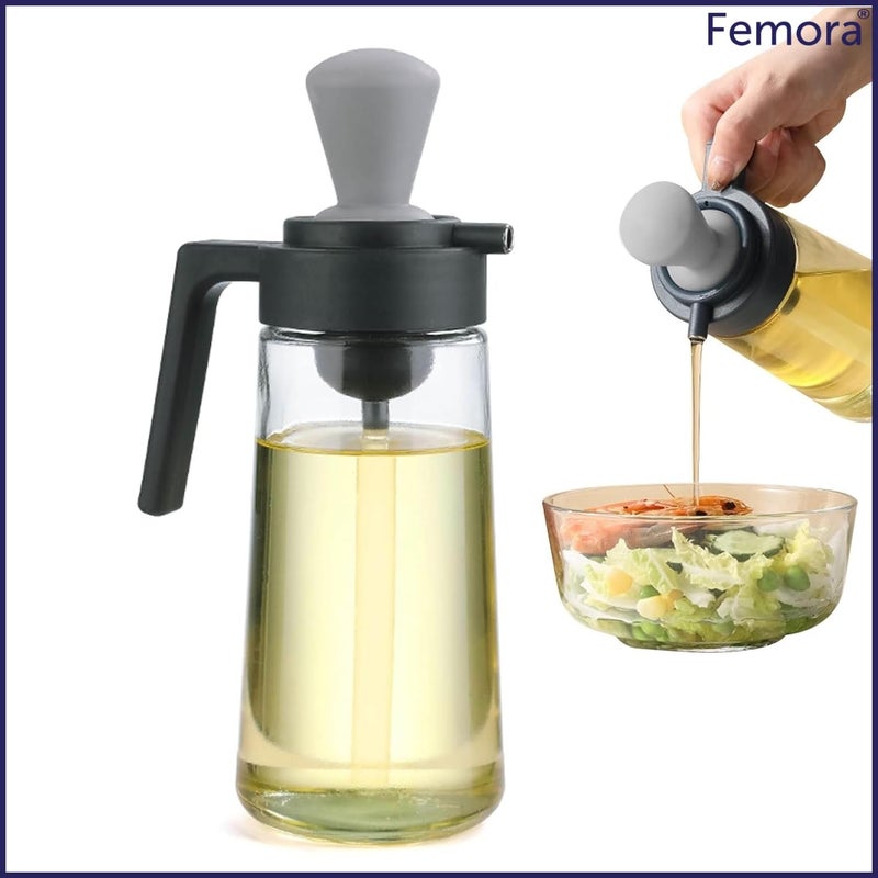 Femora Oil Dispenser | Glass Oil Bottle | 1 Year Warranty | Cooking Oil Dispenser 550ml Pack of 1 Oil Bottle - Image 2
