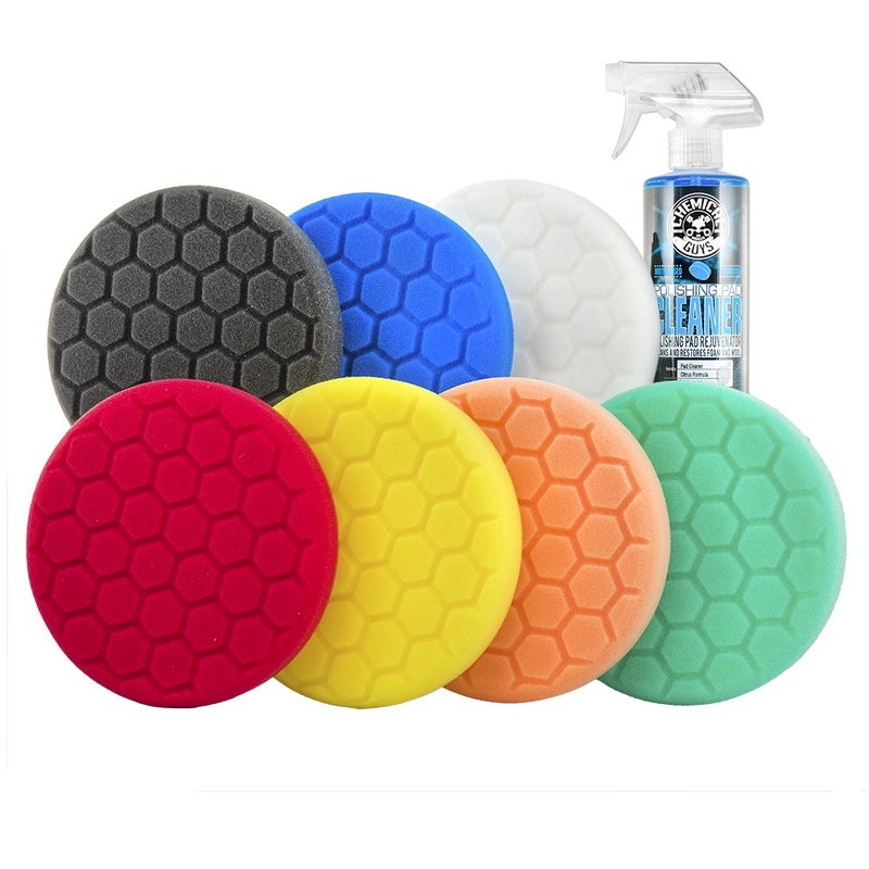 Chemical Guys BUF_HEXKITS_8 Hex-Logic Buffing Pad Kit, 6.5", 8 Items - Image 1