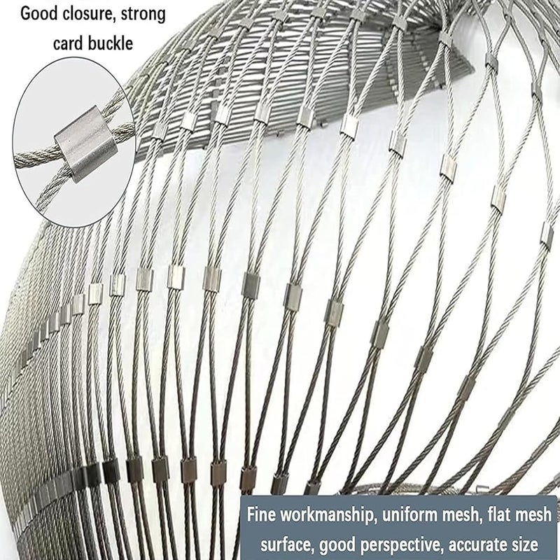 Stainless Steel Rope Wire Mesh Stainless Steel 304 Mesh, Stair Protection Net，Durable Deer Fencing Net，Woven Net Garden Netting for Zoo Cage Fence, Balcony, Stair(1x1m) - Image 4