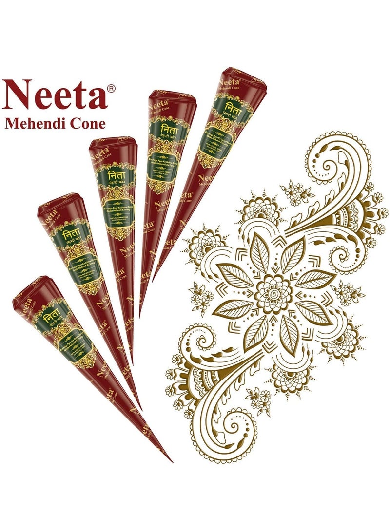 Neeta Mehandi Cone for Hand Designing Henna Mehendi Cone Bridal Mehndi Cones for Wedding Dulhan Mehndi Cone 12 Pieces - Image 2