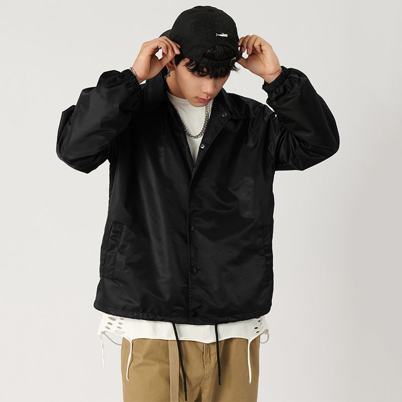 Hip Hop Waterproof Coach Jacket Unisex Black - Image 5