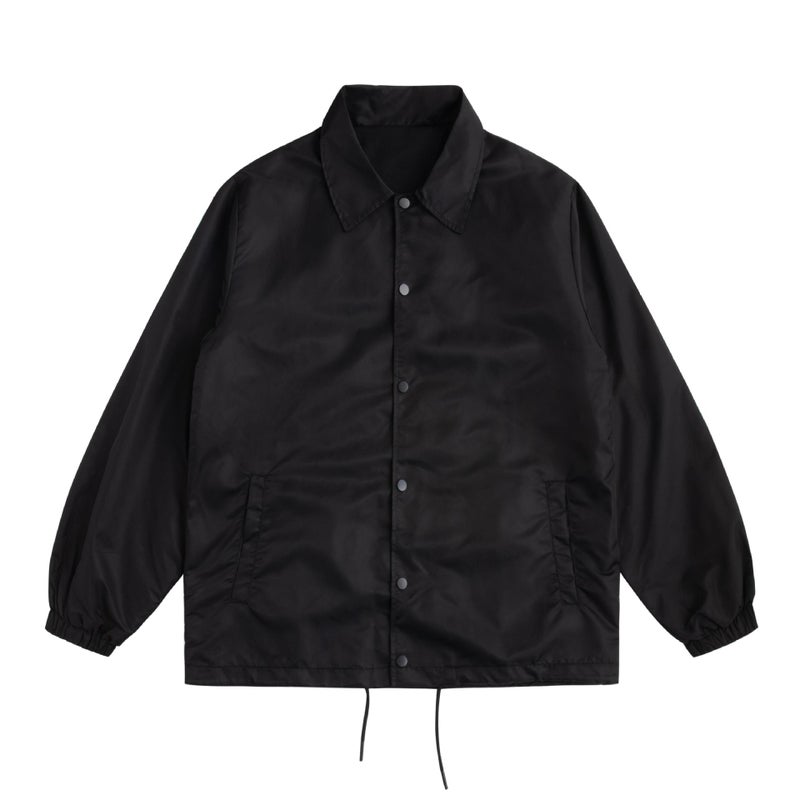 Hip Hop Waterproof Coach Jacket Unisex Black - Image 1