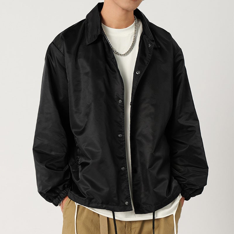 Hip Hop Waterproof Coach Jacket Unisex Black - Image 4