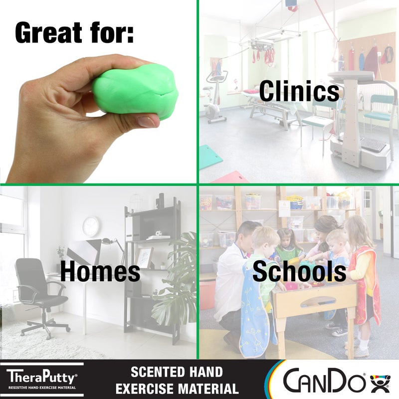CanDo TheraPutty Scented Hand Exercise Putty for Rehabilitation, Exercises, Hand Therapy, Occupational Therapy, Apple Green Medium 1lb - Image 2