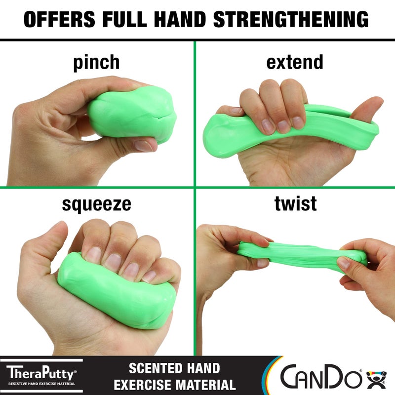 CanDo TheraPutty Scented Hand Exercise Putty for Rehabilitation, Exercises, Hand Therapy, Occupational Therapy, Apple Green Medium 1lb - Image 4