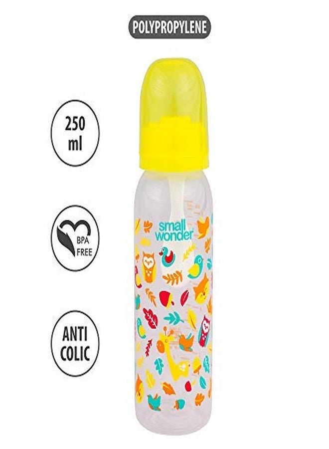 Small Wonder Baby Feeding Bottle Slim Neck Admire 250 ml Pack of 1, Animal Print, with Anti Colic Nipple with Feeding Spoon, New Born/Infants/Toddler Upto 3 Years, BPA Free, Yellow Colour - Image 2