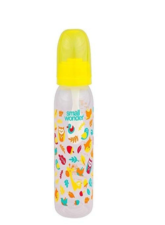 Small Wonder Baby Feeding Bottle Slim Neck Admire 250 ml Pack of 1, Animal Print, with Anti Colic Nipple with Feeding Spoon, New Born/Infants/Toddler Upto 3 Years, BPA Free, Yellow Colour - Image 1