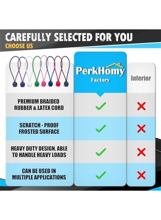 PerkHomy 30 PCS Ball Bungee Cord 6 Inch Heavy Duty Bungie Cord Balls for Tarp Tie Down Canopy Camping Tents Cargo Holding Wire Hoses Patio Umbrellas Awning (30pc White) - Image 3