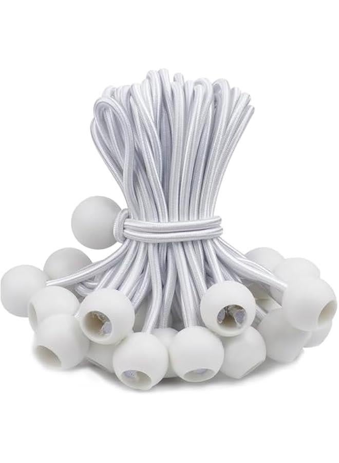 PerkHomy 30 PCS Ball Bungee Cord 6 Inch Heavy Duty Bungie Cord Balls for Tarp Tie Down Canopy Camping Tents Cargo Holding Wire Hoses Patio Umbrellas Awning (30pc White) - Image 1