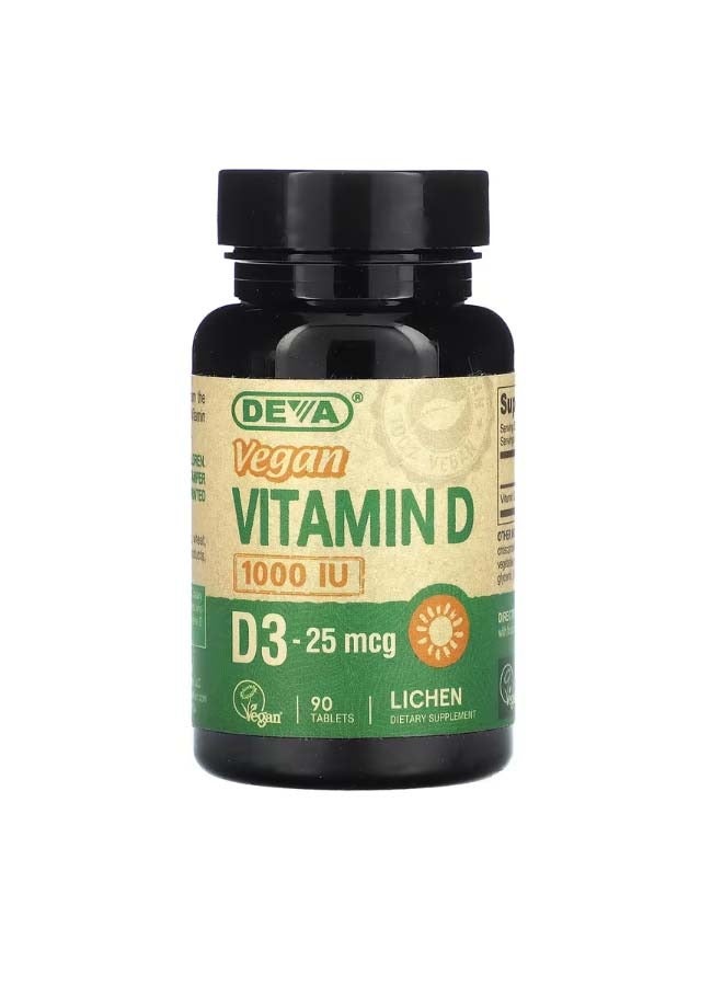 ديفا Vegan Vitamin D D3 25 mcg 1000 IU 90 Tablets - Image 1