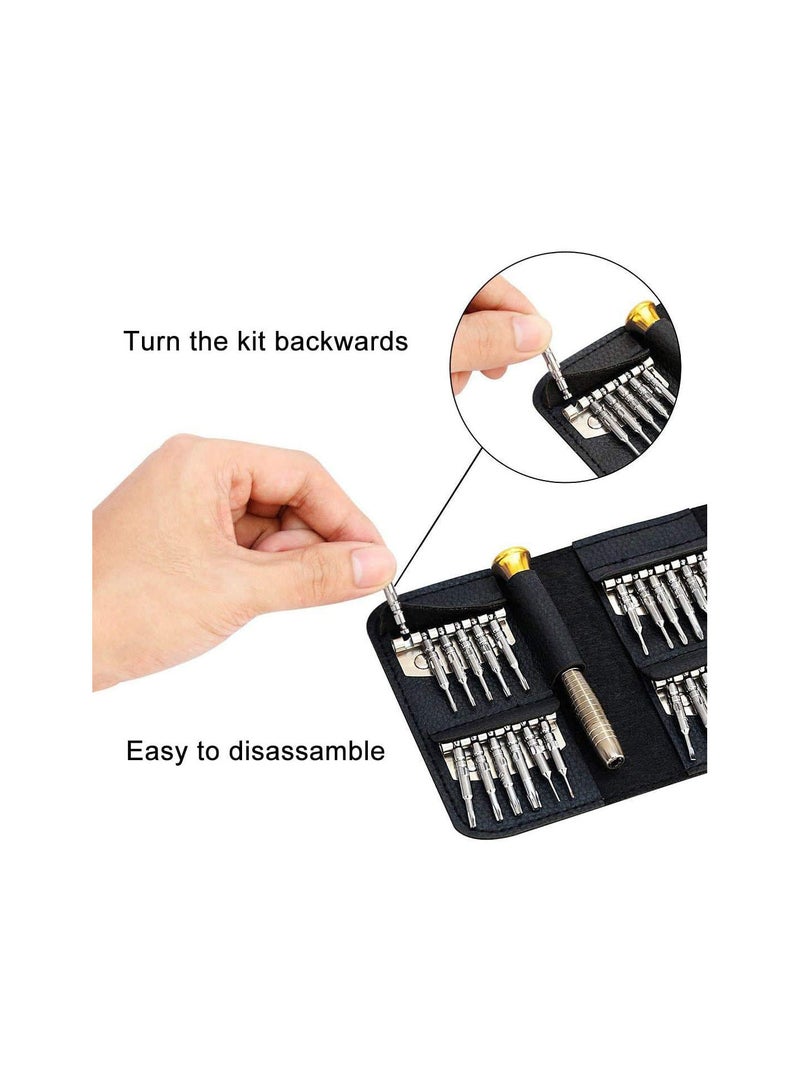 GGOOT Precision Screwdriver Set,25-in-1 Mini Repair Tools Kit with Leather Case to Fixing iPhone Laptop PC MacBook Xbox Watches Glasses and Other Small Electronics can Replaceable Screwdriver Heads - Image 5