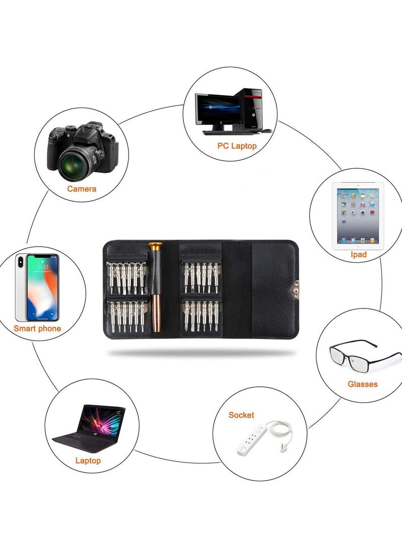 GGOOT Precision Screwdriver Set,25-in-1 Mini Repair Tools Kit with Leather Case to Fixing iPhone Laptop PC MacBook Xbox Watches Glasses and Other Small Electronics can Replaceable Screwdriver Heads - Image 2