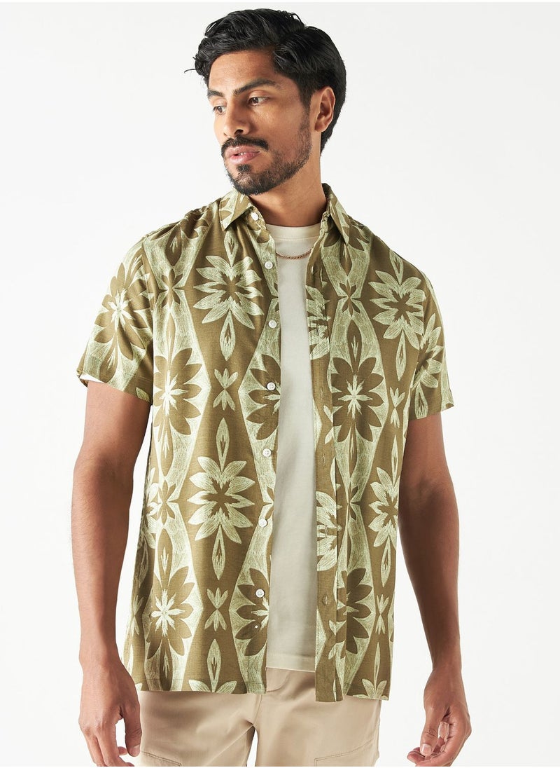 Iconic - Flower Print Relaxed Fit Shirt - Image 1